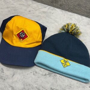 Scouts Wolf Cub Scout Baseball Cap and Beanie Hat Set Kids S‎ M Navy Yellow Blue